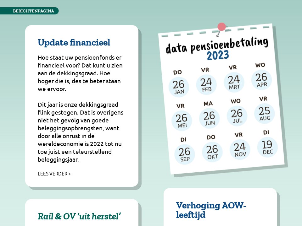 Financiële update voorstel - Mijn Pensioen december 2022